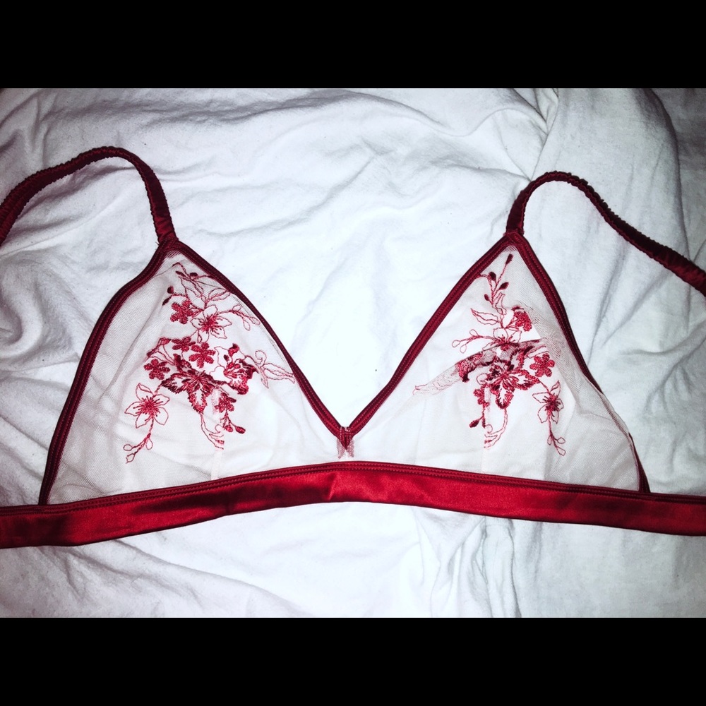 Red satin mesh/lace bralette from Forever 21!